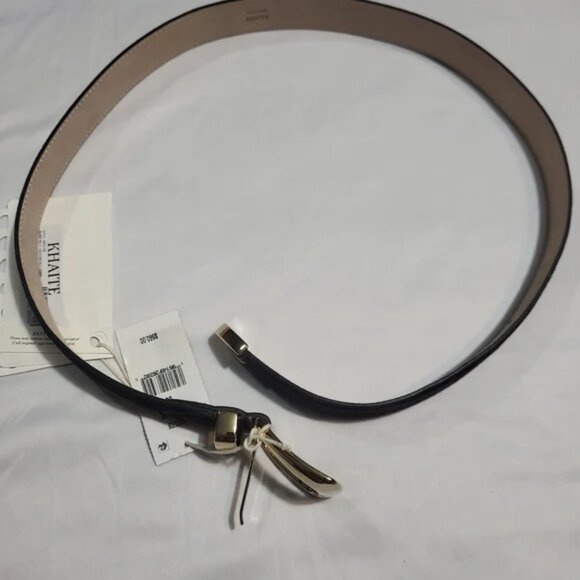 KHAITE Dark Brown Suede Belt with Gold Buckle. # K2 main image 12